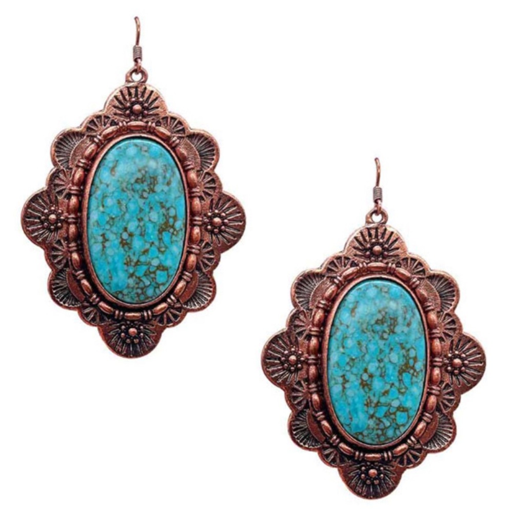 COPY - Oval Shape Large Stone Concho Earring